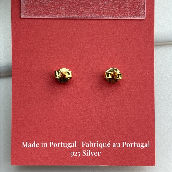 NWOT Raizes Gold-Toned Floral Crystal Drop Earrings with Pink & Green Stones - Picture 3 of 3